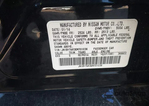 2014 Infiniti Q50 Premium/Sport z USA, uszkodzony, nr VIN JN1BV7AR3EM701036